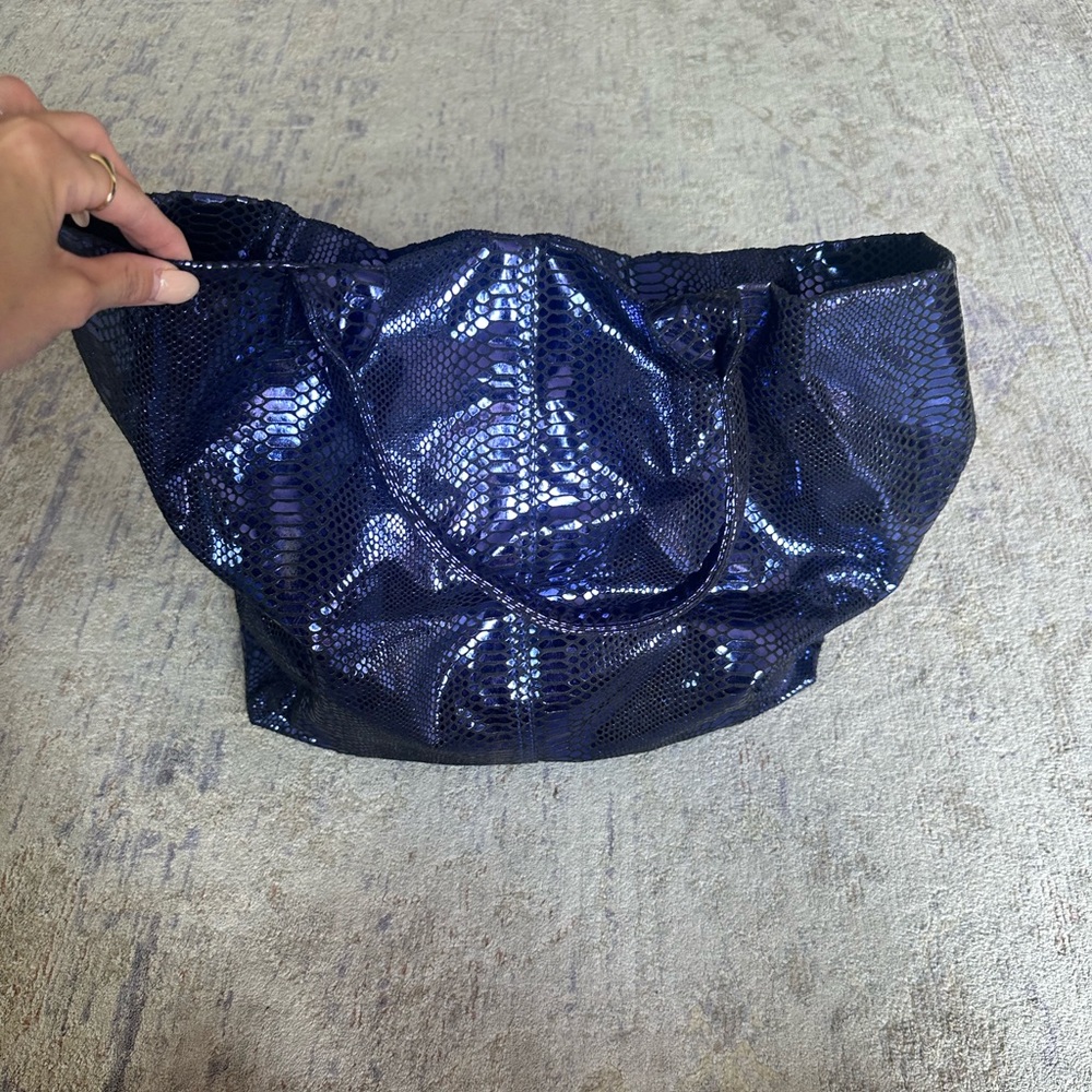 Shiny Purple Snakeskin Tote